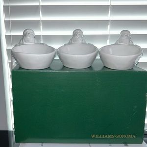 3 Williams Sonoma White Porcelain Santa Candy Nut Trinket Soap Dish